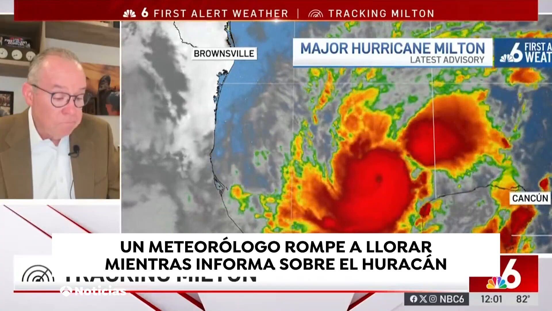 Octubre 2024 (09-10-24) Roberto Brasero explica por qué un famoso meteorólogo rompió a llorar al informar del huracán Milton: 