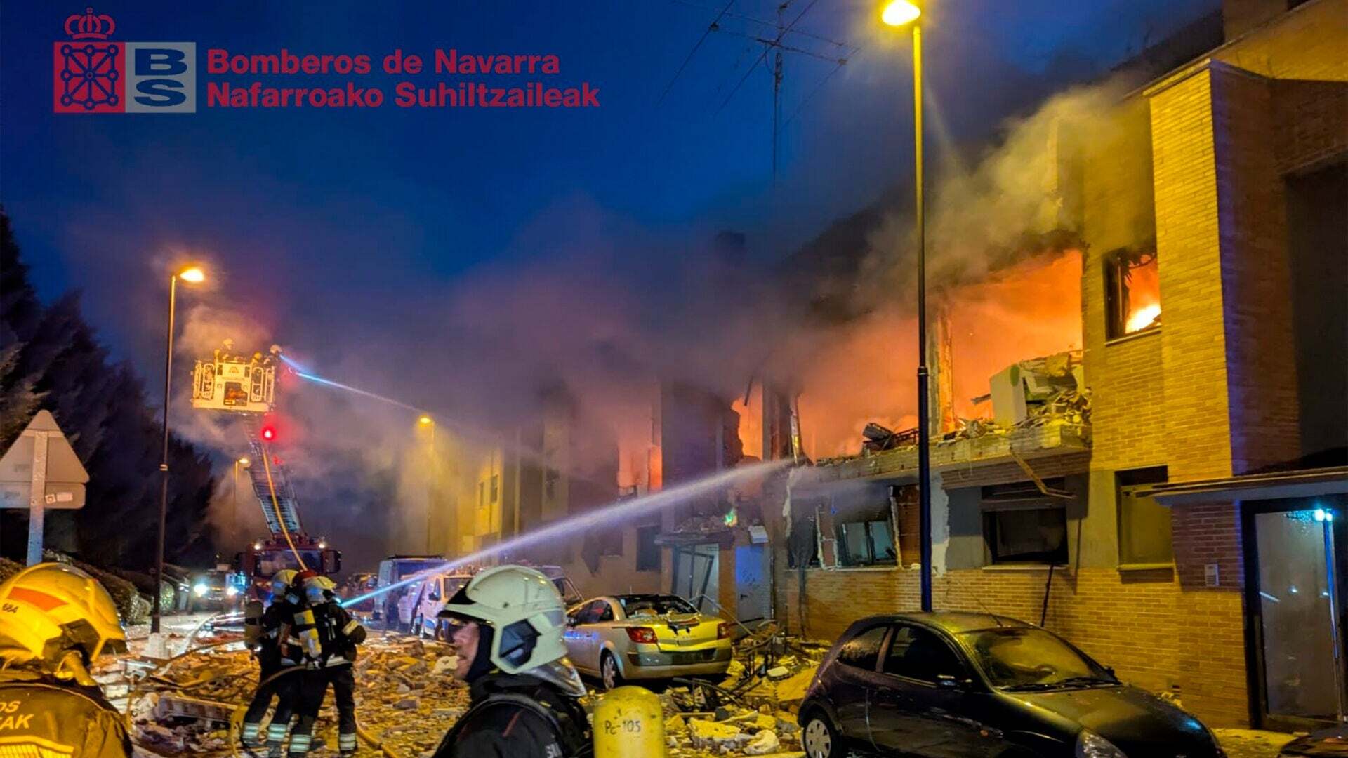 Enero 2025 (14-01-25) Registrada una fuerte explosión en un edificio de Noáin por una fuga de gas