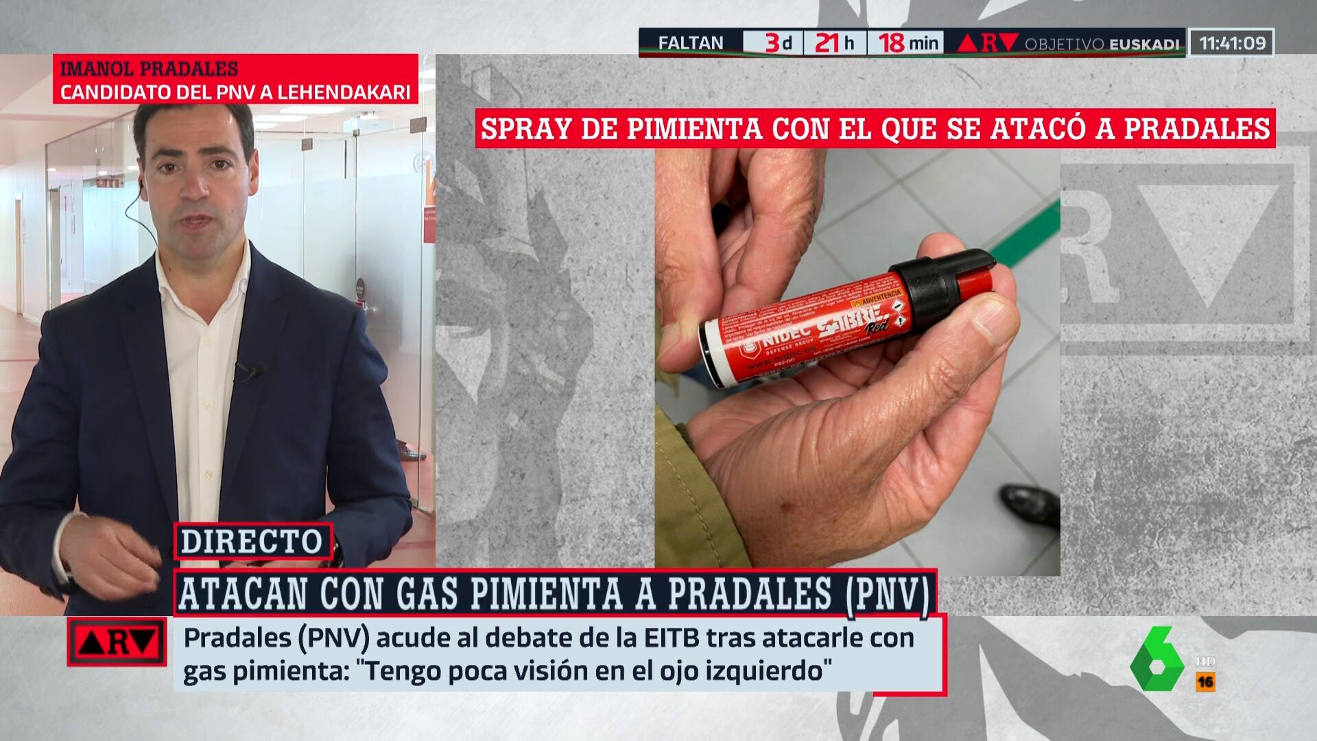Abril 2024 (17-04-24) Pradales (PNV) relata cómo fue agredido con gas pimienta: 