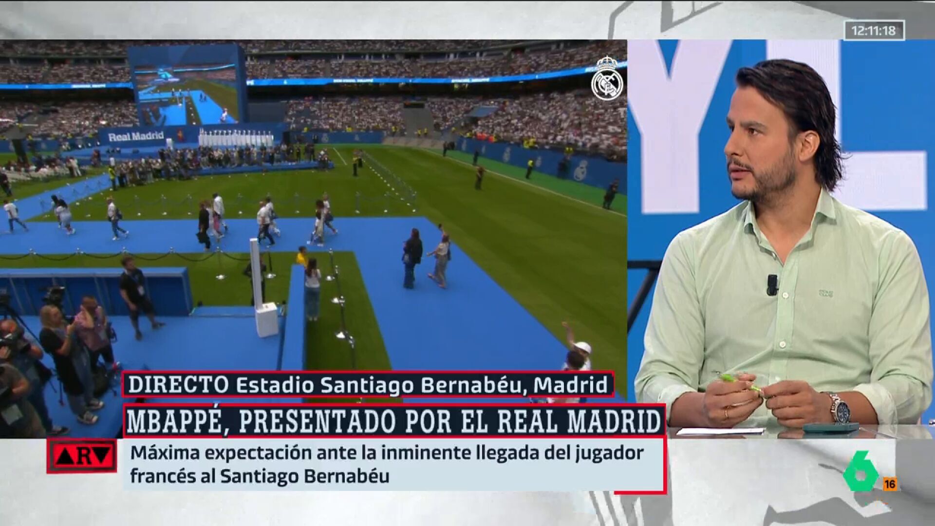 Julio 2024 (16-07-24) Juanfe Sanz reacciona a la presentación de Mbappé en el Santiago Bernabéu: 