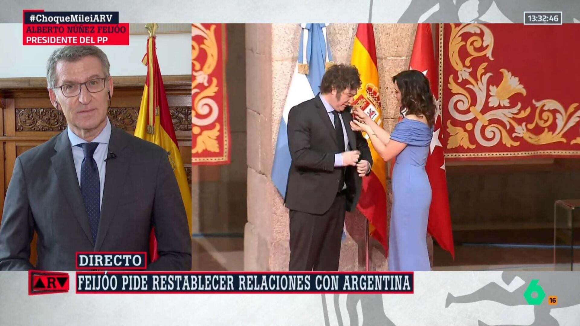 Junio 2024 (27-06-24)Feijóo defiende a Ayuso tras la visita de Milei: 