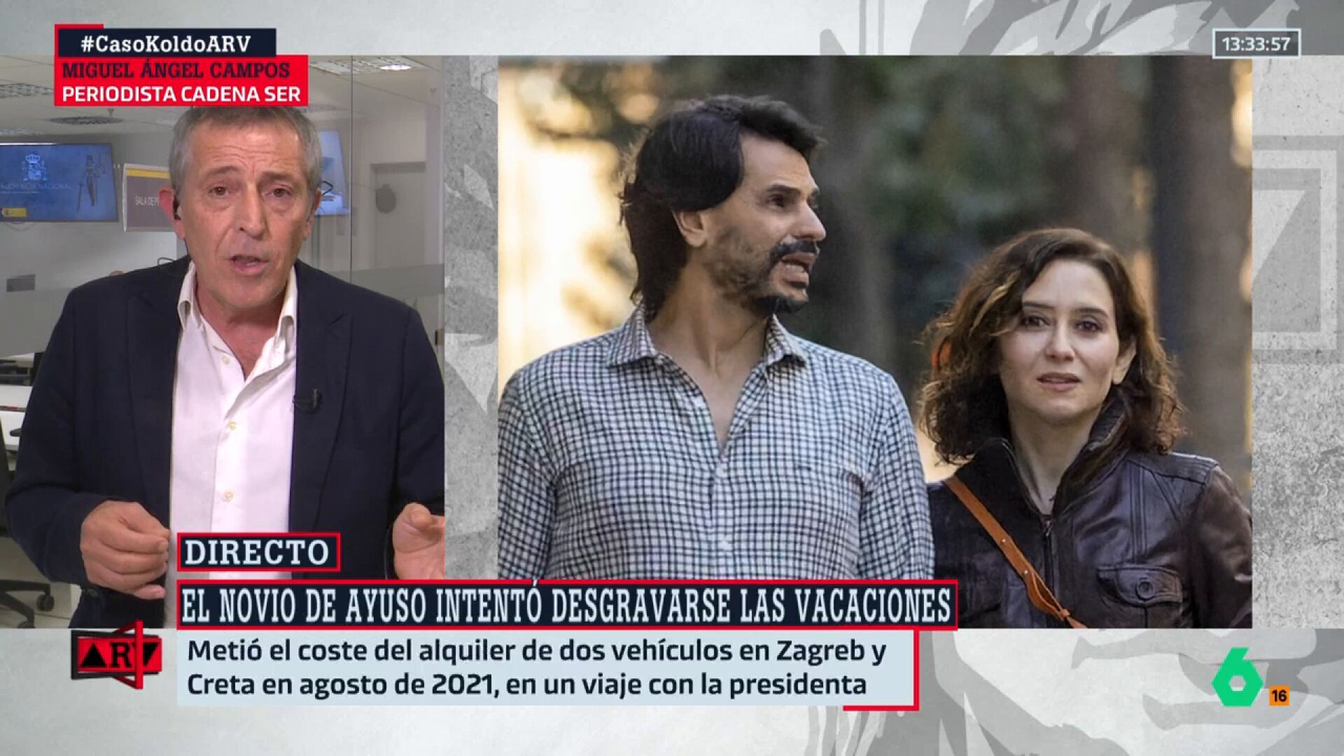 Octubre 2024 (23-10-24) Miguel Ángel Campos explica cómo González Amador intentó desgravar su viaje con Ayuso: 