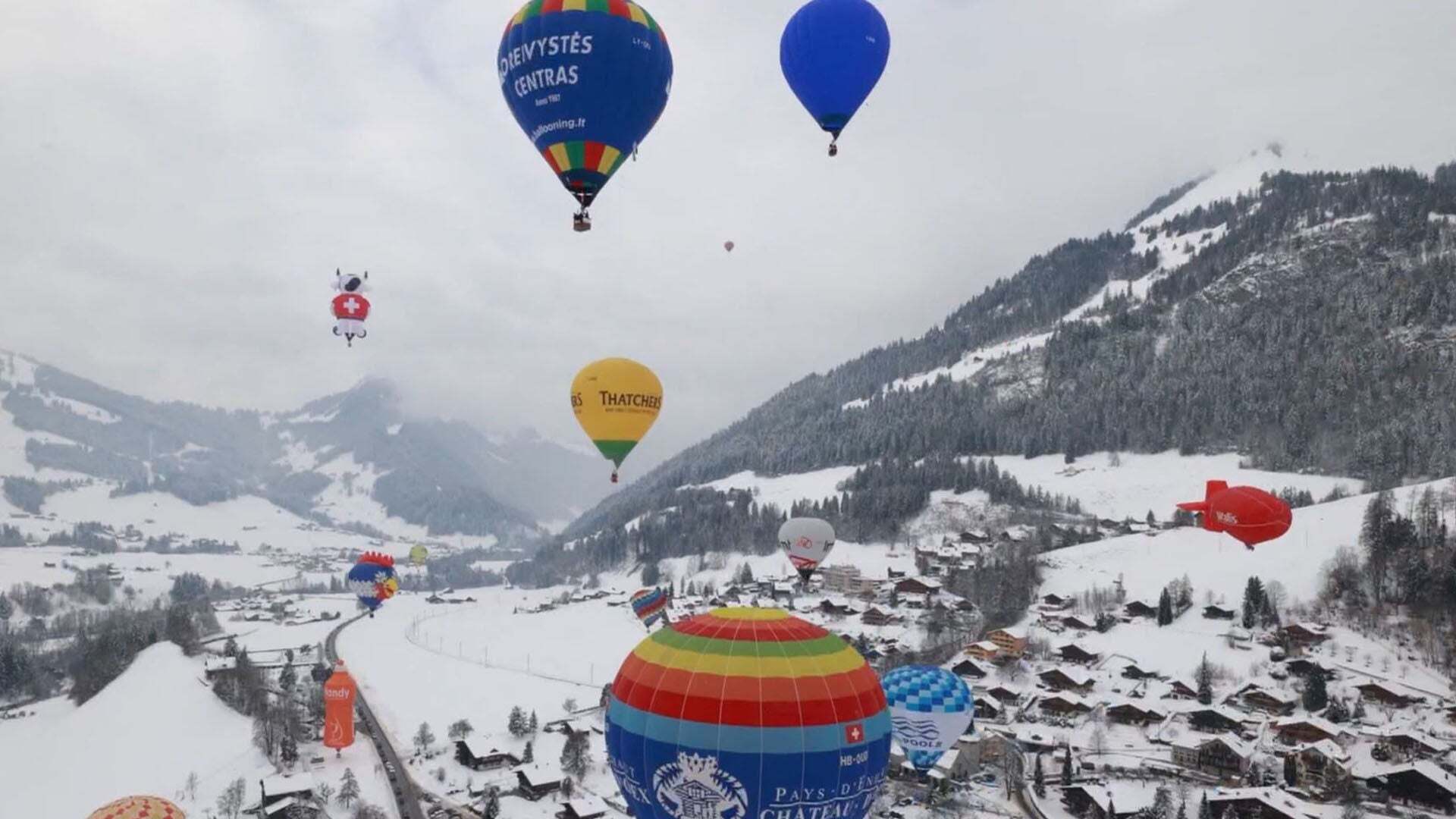 Febrero 2025 (02-02-25) Imágenes espectaculares del Festival Internacional de Globos Aerostáticos en los Alpes Suizos