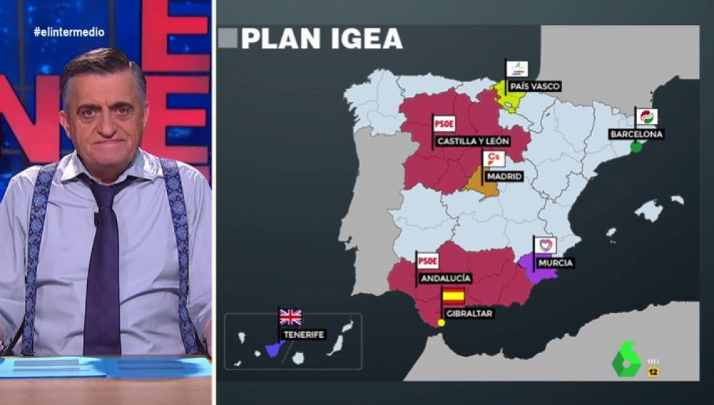 Temporada 14 (13-11-19) Así quedaría España con 'el plan de Igea': Vox cediendo Murcia a Podemos y Gibraltar, español