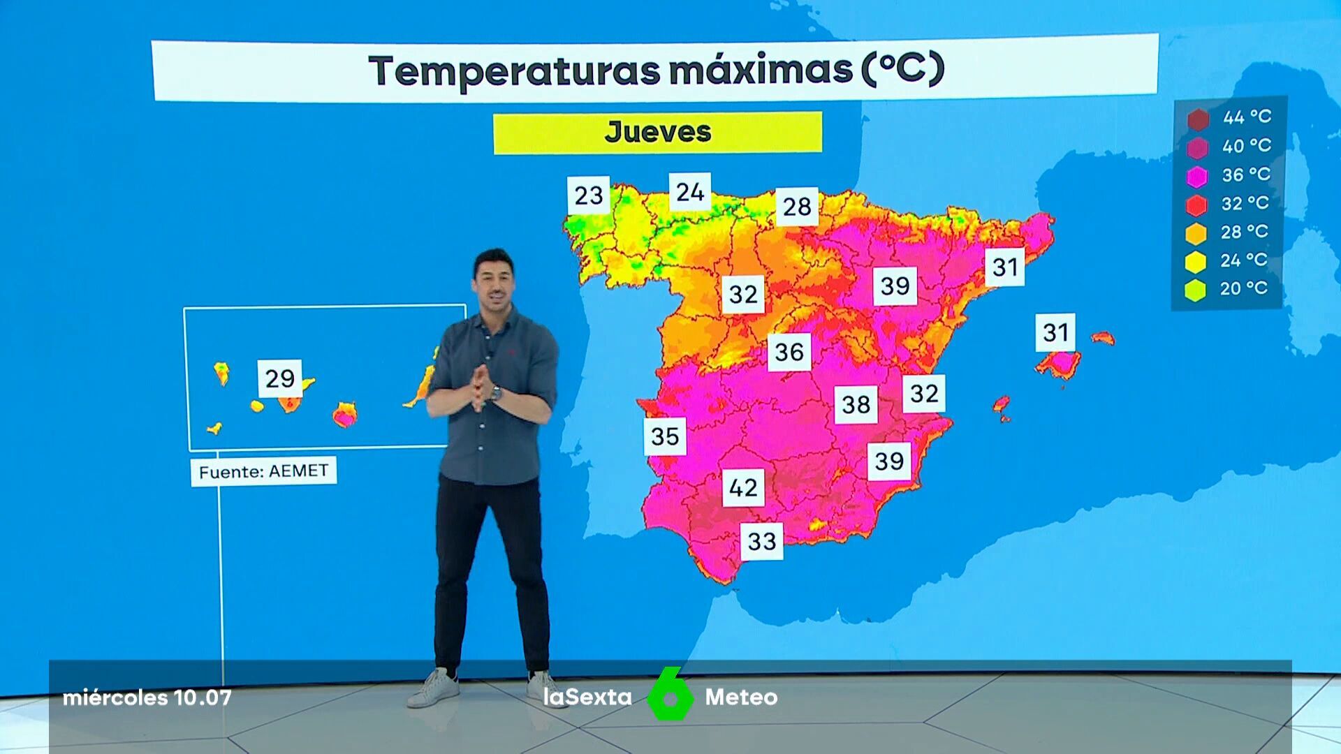 Julio 2024 (10-07-24) 40 capitales a más de 30º C