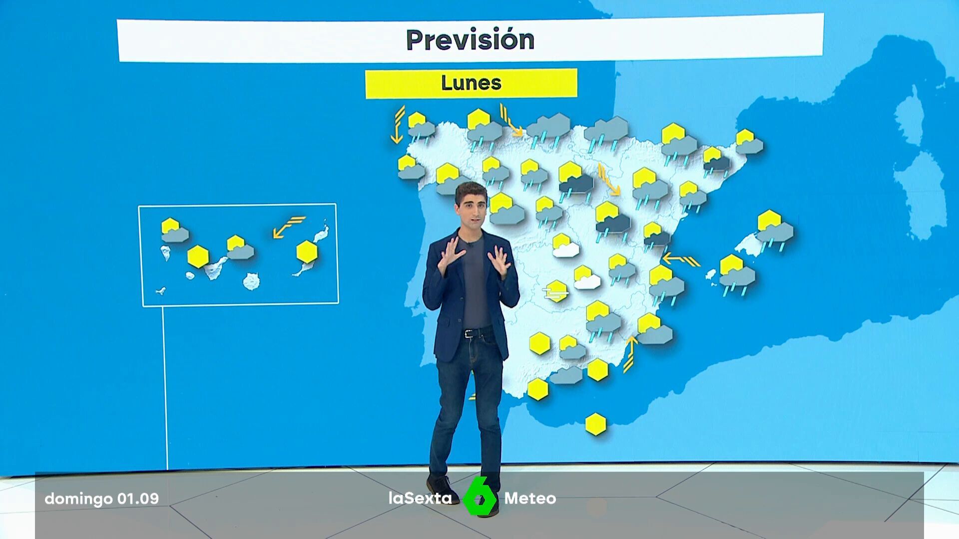 Septiembre 2024 (01-09-24) Probables chubascos y tormentas fuertes por la tarde