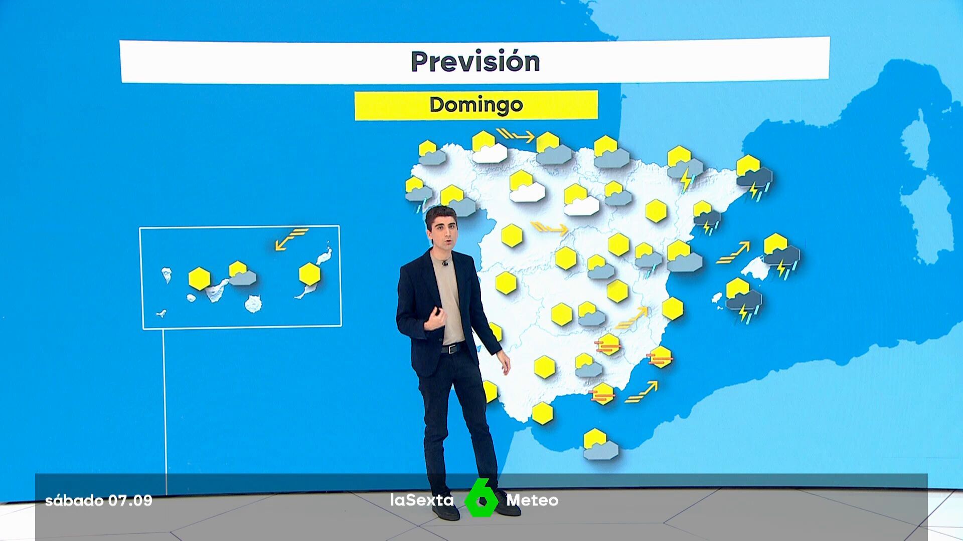 Septiembre 2024 (07-09-24) Probabilidad de chubascos y tormentas fuertes en Baleares y litorales