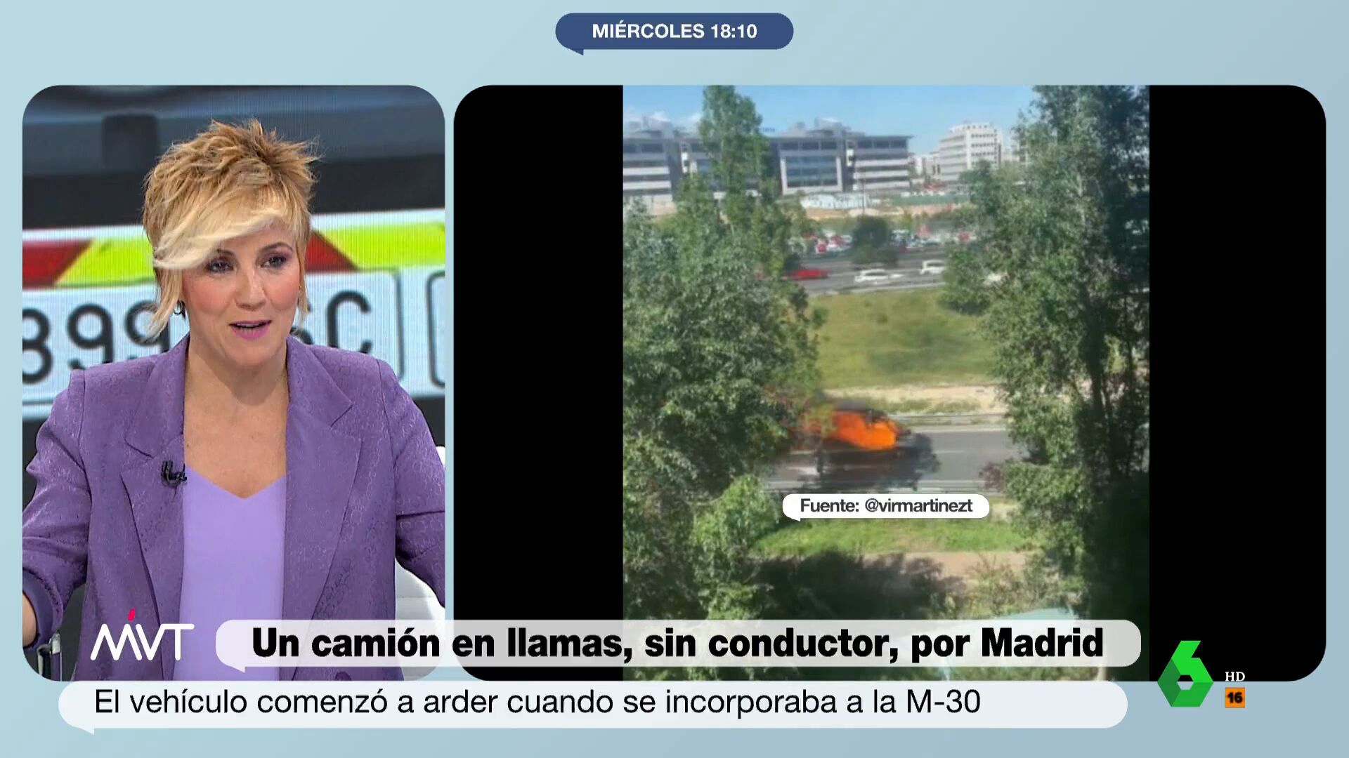 Abril 2024 (17-04-24) Cristina Pardo ironiza sobre el camión en llamas por la M11: 