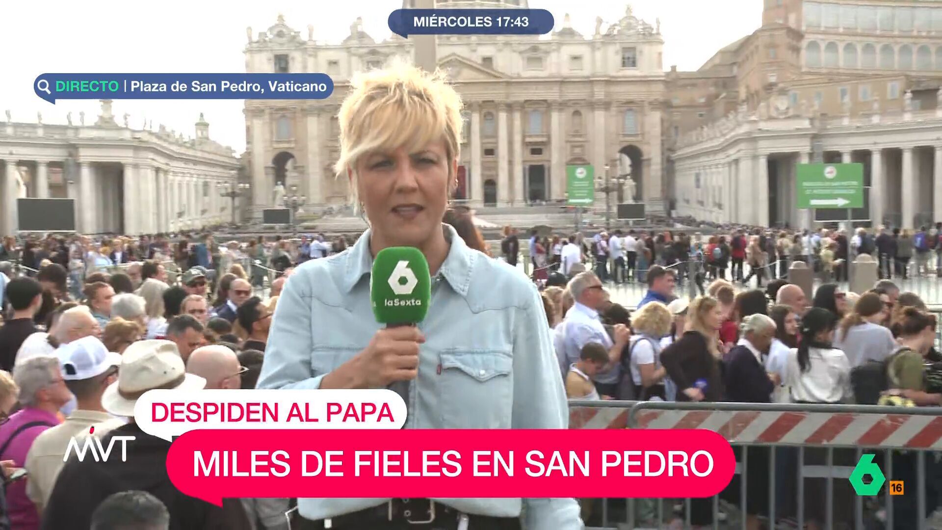 Abril 2025 (23-04-25) Cristina Pardo, desde el acceso a la capilla ardiente del papa: 