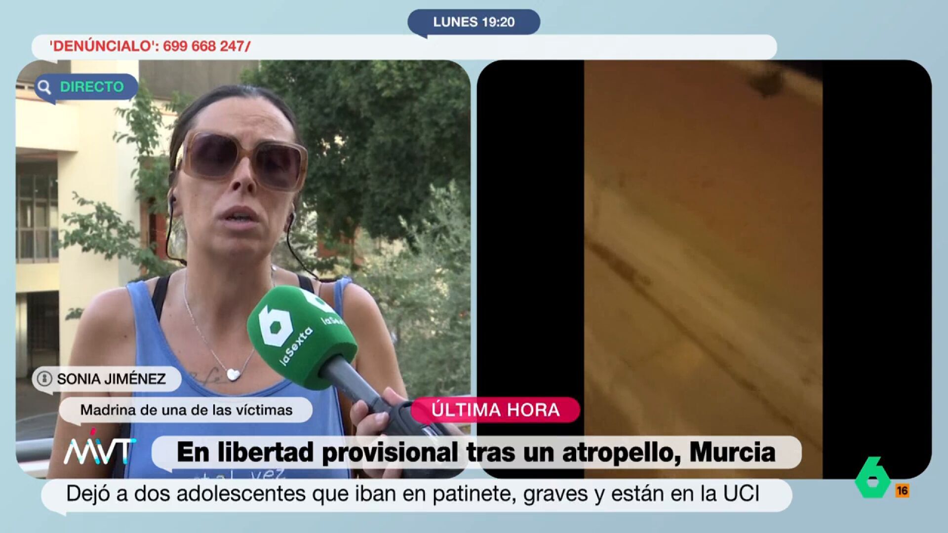 Agosto 2024 (26-08-24) La madrina de la joven atropellada en Murcia, tras la puerta en libertad del presunto autor: 