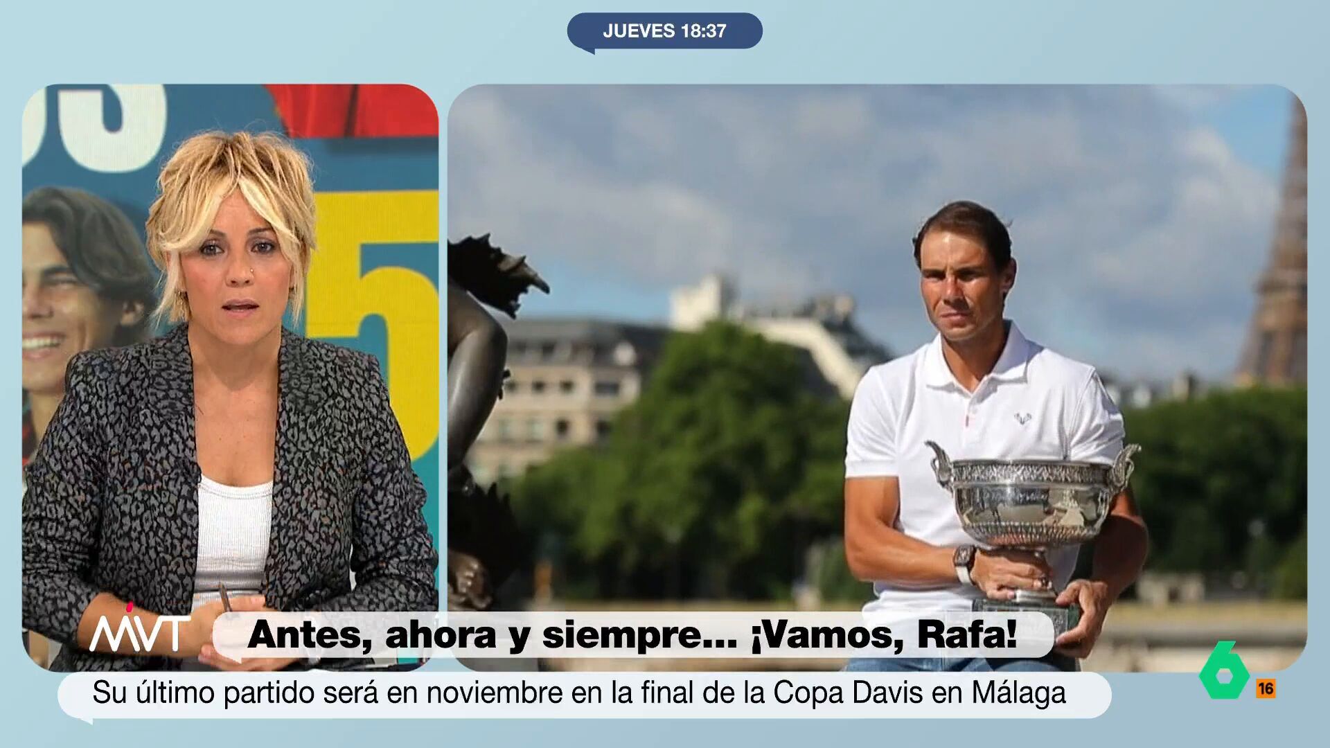 Octubre 2024 (10-10-24) La emoción de Cristina Pardo al ver a Rafa Nadal anunciando su retirada: 