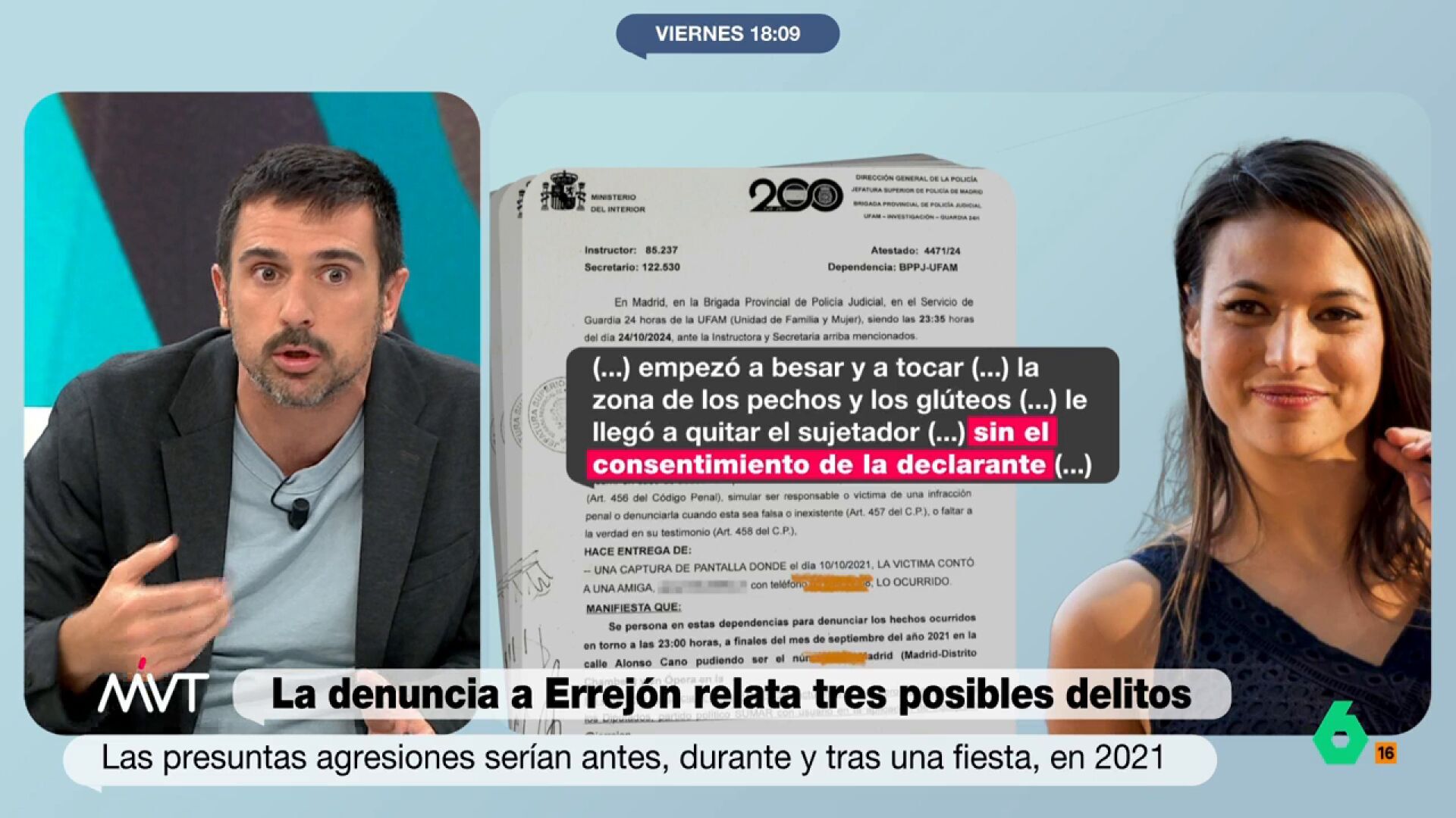 Octubre 2024 (25-10-24) Ramón Espinar, tras leer la denuncia de Mouliaá: 