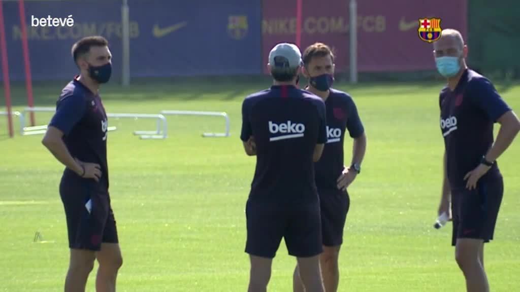 15 de Juny de 2020 Suárez, Griezmann, Ansu Fati i Braithwaite competeixen per jugar al costat de Messi