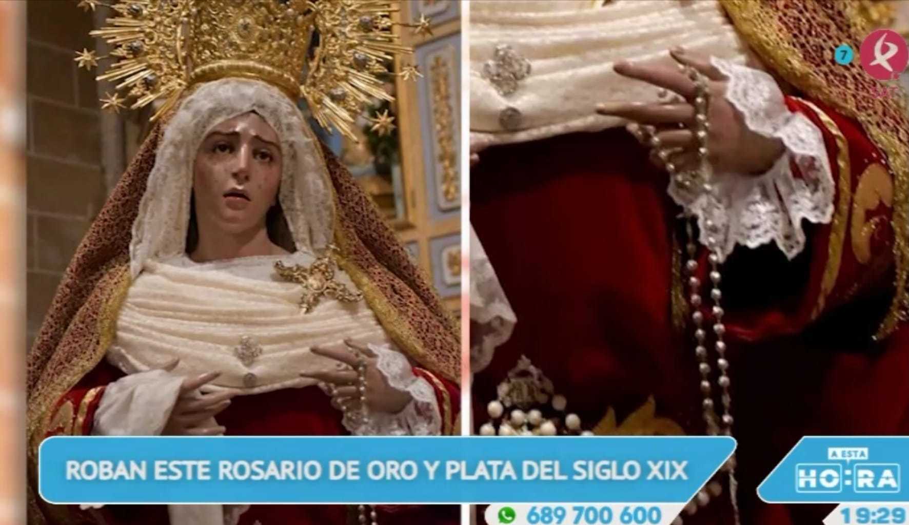 Roban el rosario de oro y plata de la Virgen de la Merced de Don Benito