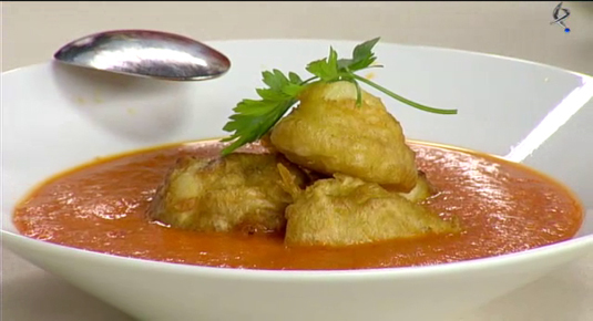 crema de tomate con rape en tempura (12/07/13)