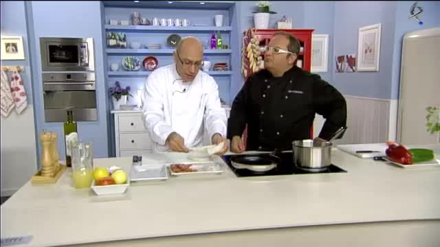 Sopa de garbanzos con sepia y gambones