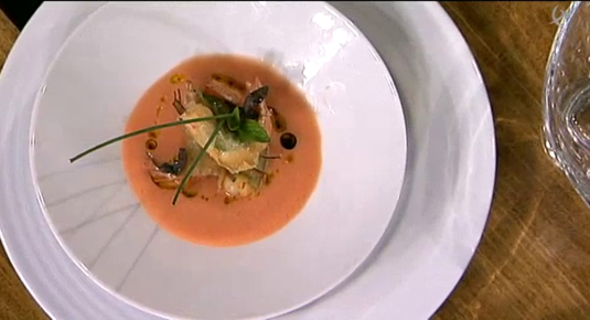 gazpacho de cerezas con langostinos crujientes (09/06/15)