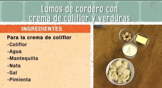 Lomos de cordero con crema de coliflor y verduras (05/10/15)