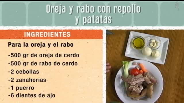 Oreja y rabo con repollo y patatas (07/03/16)