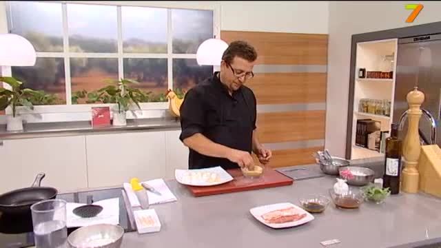 Lomo de cordero con buñuelos de queso de la Serena