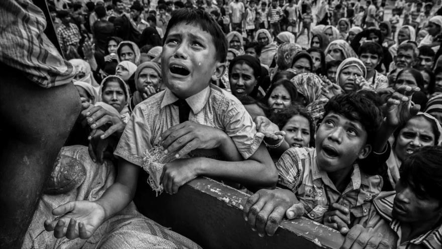 El implorante niño Rohingya