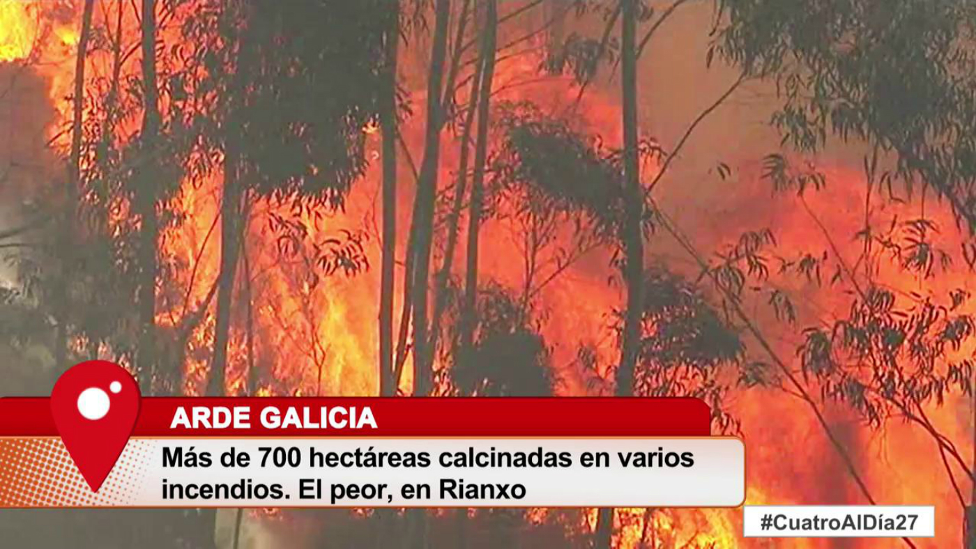 2019 Mediodía 26/03/2019 - Impresionantes imágenes de un incendio forestal en Rianxo