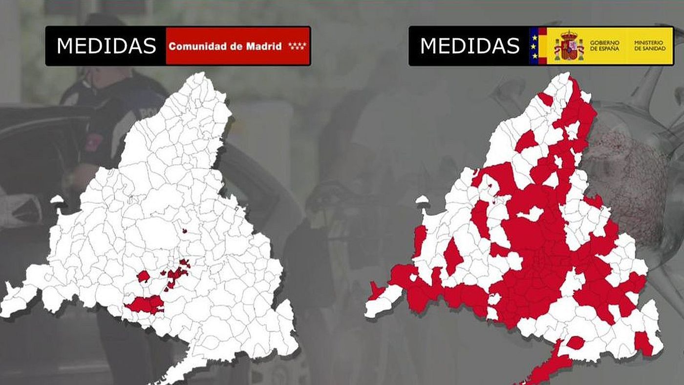 Diario El mapa de la discrepancia: Madrid vs Gobierno Central - Diario 25/09/2020