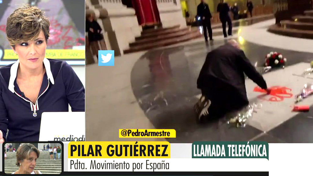 2018 Programa 97 - Pilar Gutiérrez se posiciona sobre la pintada en la tumba de Franco