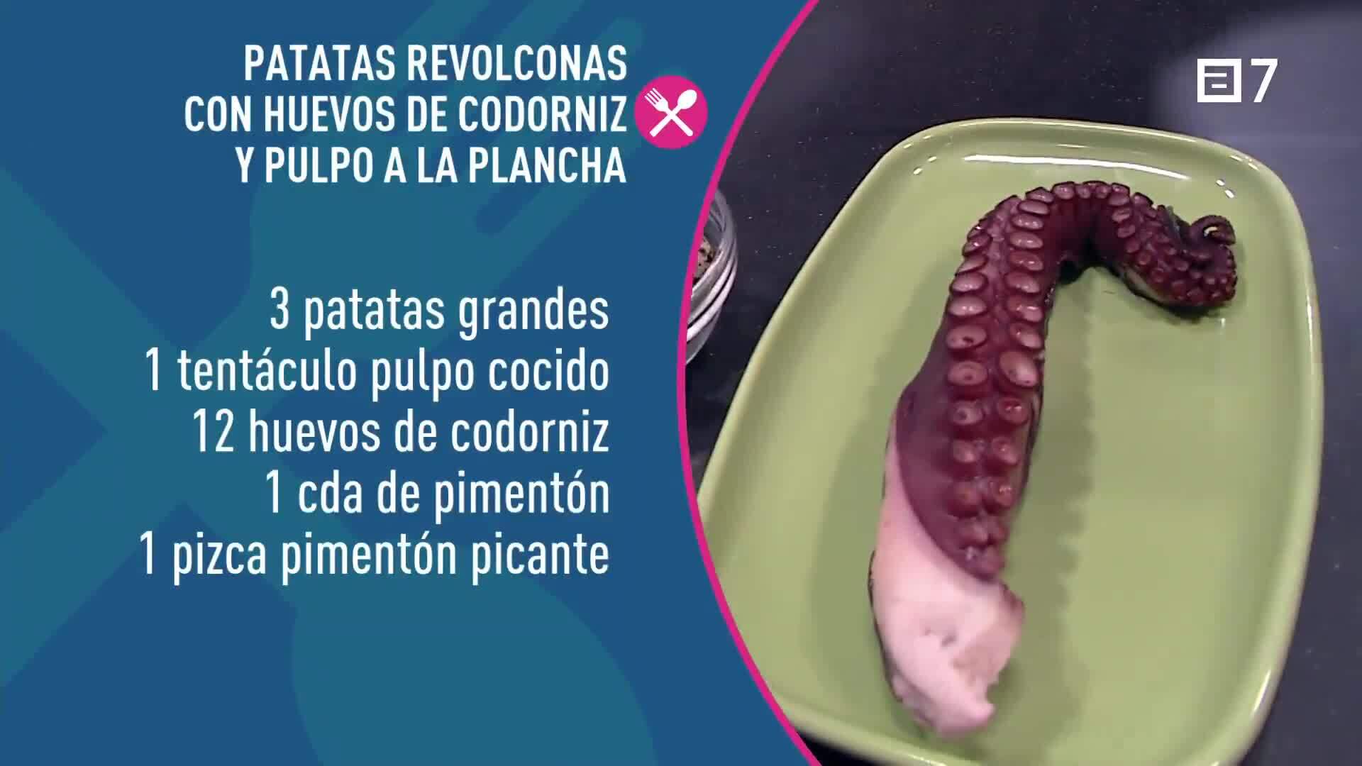 Patatas revolconas con huevos de codorniz y pulpo a la plancha (Lunes, 25-03-2024)