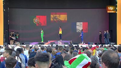 Campeonato de Europa al aire libre. Sesión vespertina. Entrega medallas triple salto