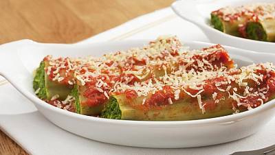 Canelones rellenos de verduras gratinadas