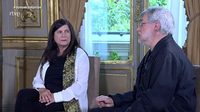 Delia Ackerman (documentalista) y Jorge Riechmann (guionista)