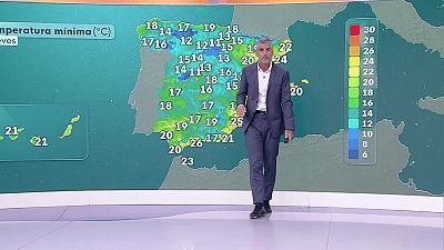 Ascenso notable de las máximas en el sudoeste y descenso notable en zonas del nordeste