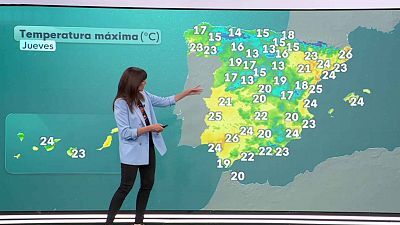Aumento de las máximas en el noroeste y el extremo oriental peninsular, descenso ligero en el resto