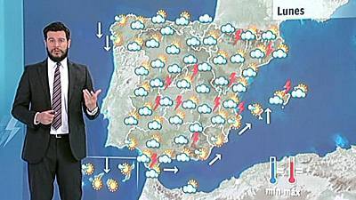 Chaparrones y tormentas en la Meseta, Cataluña y el sur peninsular