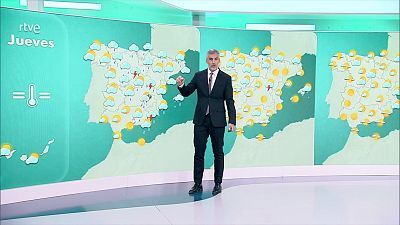 Chubascos con tormentas fuertes y acompañadas de granizo en zonas del centro y este peninsular y Mallorca