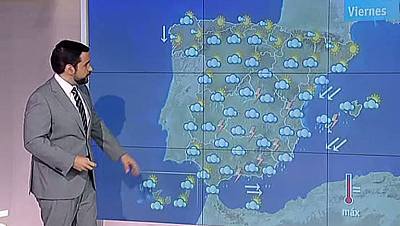 Chubascos o tormentas localmente fuertes en casi toda España