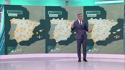 Chubascos y tormentas en zonas peninsulares próximas al Mediterráneo central