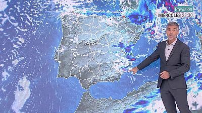 Chubascos y tormentas fuertes, localmente con granizo, en zonas del cuadrante nordeste peninsular y Baleares