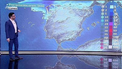 Heladas probables en Pirineos, y Mallorca. Intervalos de viento fuerte y rachas muy fuertes en los litorales y norte de Galicia y noroeste de Asturias