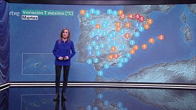 Intervalos de viento fuerte en Pirineos, valle del Ebro, Ampurdán y el este de Baleares. Heladas generalizadas en el interior peninsular.