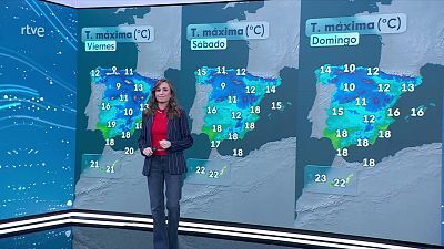 Las máximas aumentan en el interior norte peninsular y en Canarias, en descenso en el suroeste peninsular