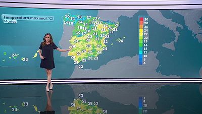 Las máximas descienden en Canarias y sudeste peninsular, predominan los aumentos ligeros en el resto