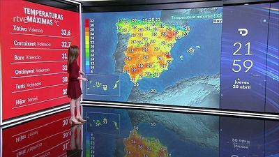 Levante en el Estrecho, amainando. Predominio de viento del sur en el área mediterránea