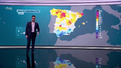Máximas aumentan en Pirineos y norte del área mediterránea, descensos en el resto de la mitad norte peninsular