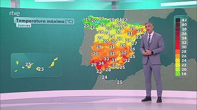 Máximas descienden en Galicia, Baleares y nordeste peninsular, aumentos en alto Ebro y mitad sur peninsular