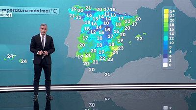Máximas en descenso general, notablemente, incluso extraordinario, en el tercio nordeste peninsular