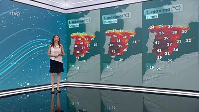 Máximas en ligero ascenso, más en Ibérica norte y Baleares, en las Canarias montañosas ligero descenso