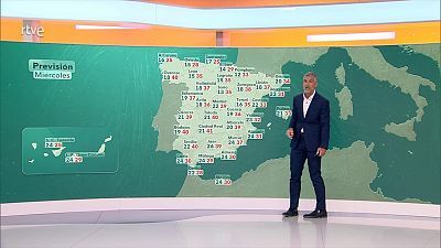 Máximas muy elevadas en la mitad sur peninsular y zonas de Canarias, con ascensos notables