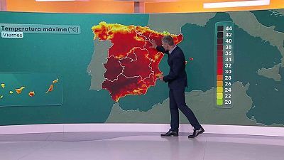 Máximas significativamente elevadas en gran parte del interior sur e interior este peninsular
